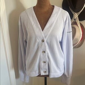 Columbia Women's Ice Blue Waffle Button-Up Cardigan